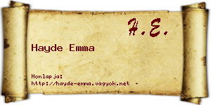 Hayde Emma névjegykártya